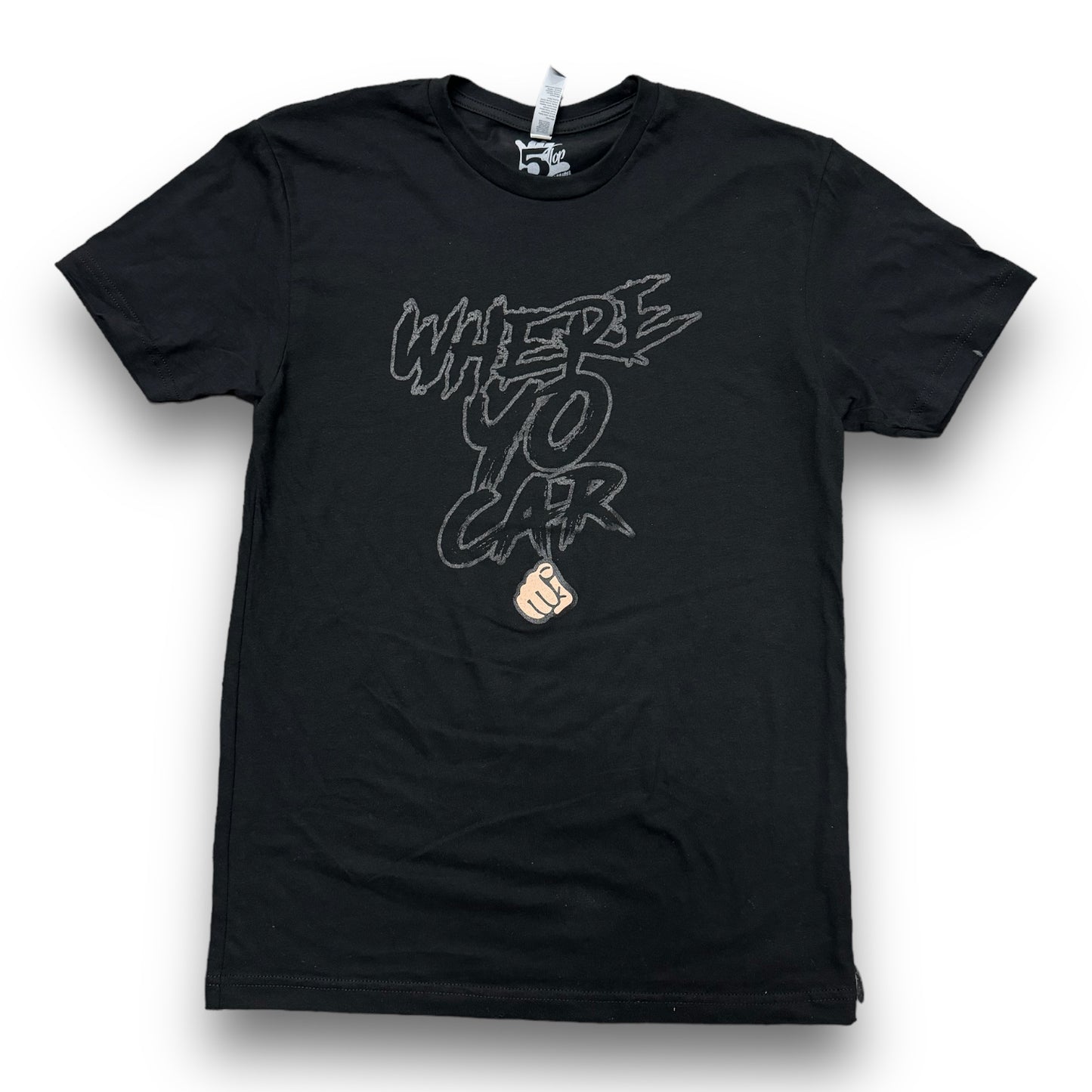 Top 5 "Where Yo Car" Tee Black/Black