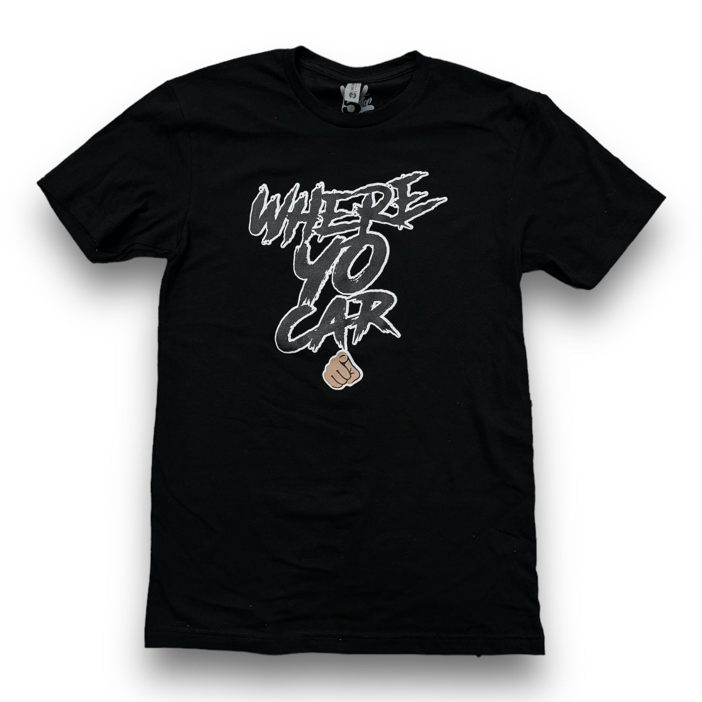 Top 5 "Where Yo Car" Tee Black/White